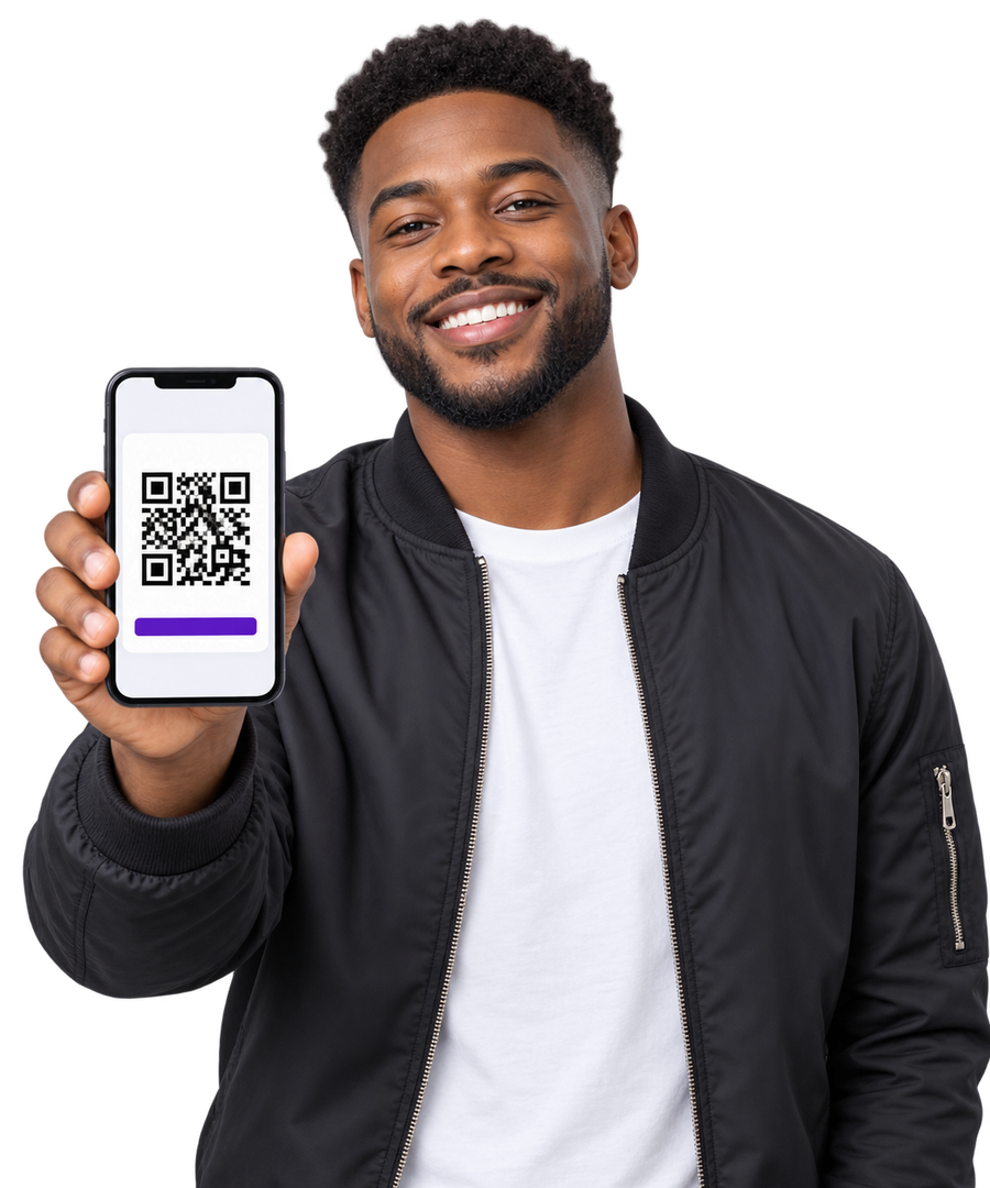Guest showing a QR ticket
